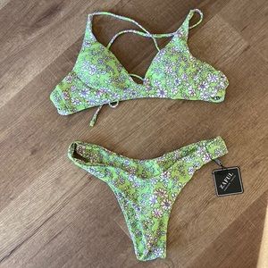 Zaful green floral swimsuit
